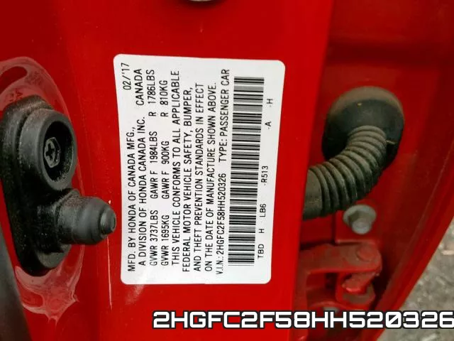 2HGFC2F58HH520326 фото 2