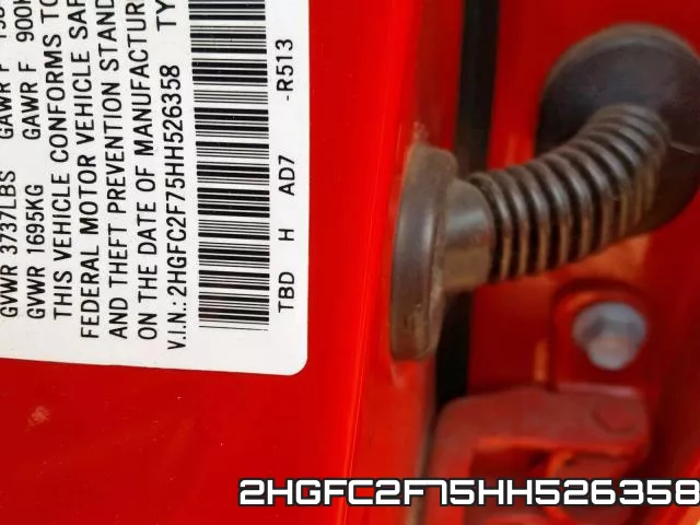 2HGFC2F75HH526358 фото 2