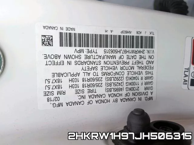 2HKRW1H97JH506315 фото 2