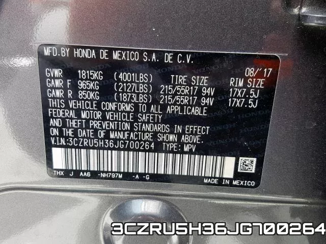 3CZRU5H36JG700264 фото 2