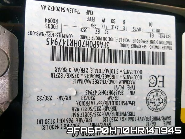 3FA6P0H70HR147945 фото 2