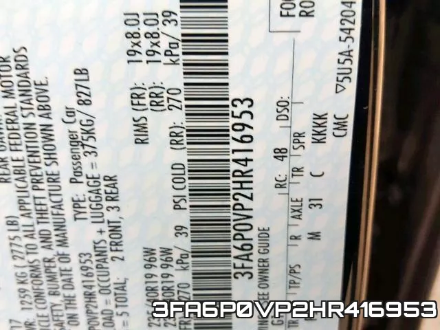 3FA6P0VP2HR416953 фото 2