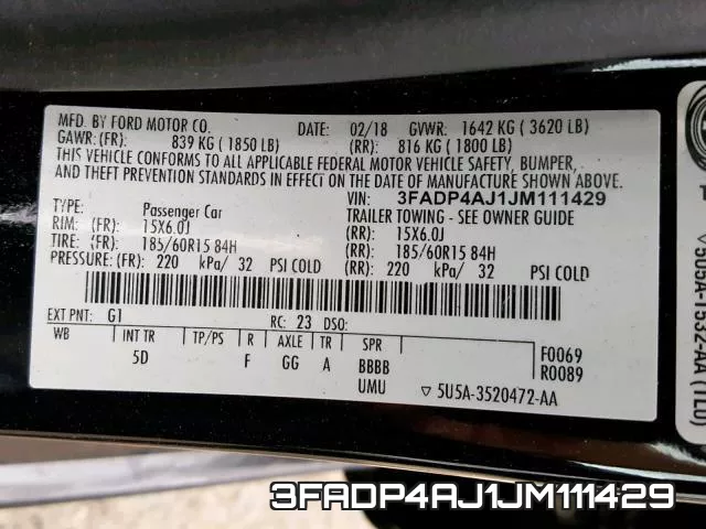 3FADP4AJ1JM111429 фото 2