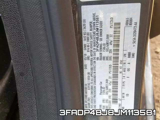 3FADP4BJ8JM113581 фото 2