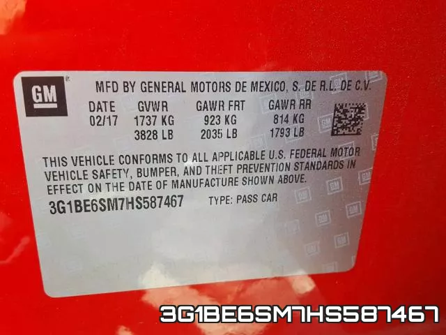3G1BE6SM7HS587467 фото 2