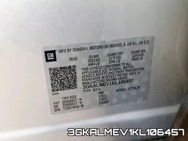 3GKALMEV1KL106457 фото 2