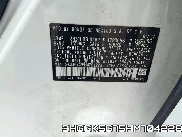 3HGGK5G75HM704228 фото 2