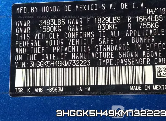 3HGGK5H49KM732223 фото 10