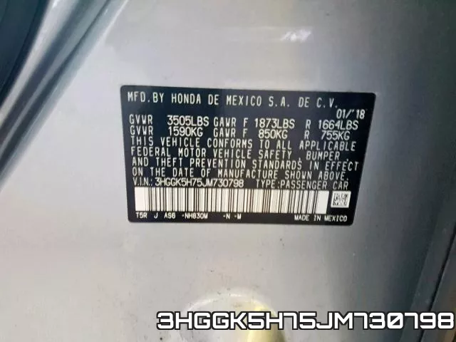 3HGGK5H75JM730798 фото 2