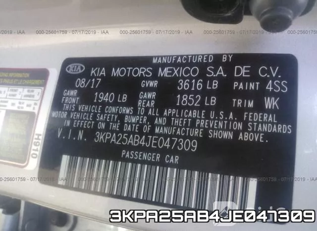 3KPA25AB4JE047309 фото 10