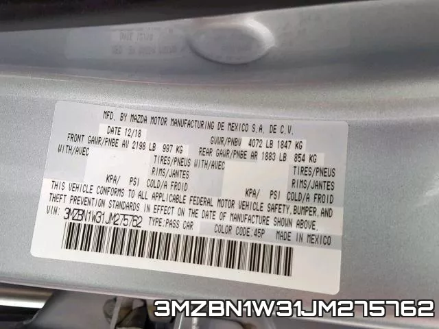 3MZBN1W31JM275762 фото 2