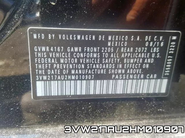 3VW217AU2HM010907 фото 2