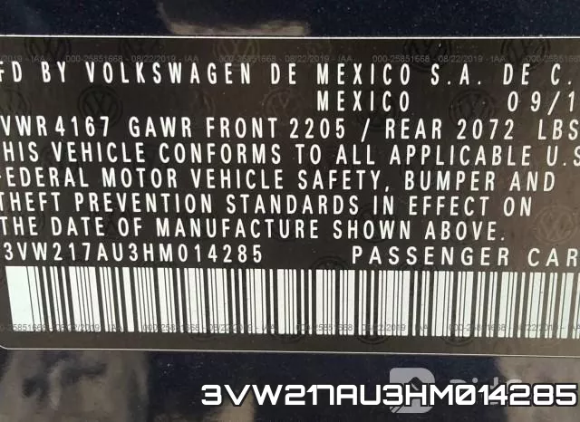 3VW217AU3HM014285 фото 10