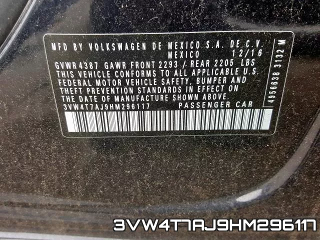 3VW4T7AJ9HM296117 фото 2
