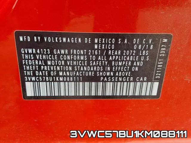 3VWC57BU1KM088111 фото 2