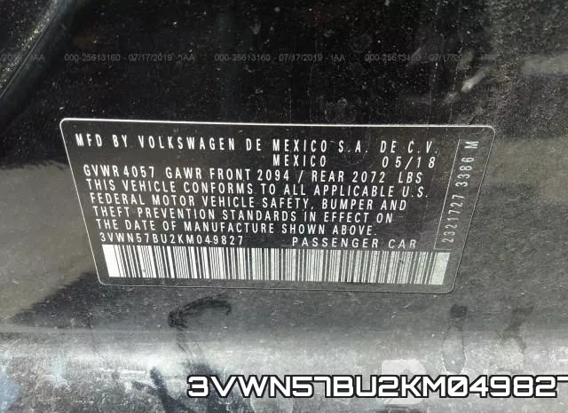 3VWN57BU2KM049827 фото 10