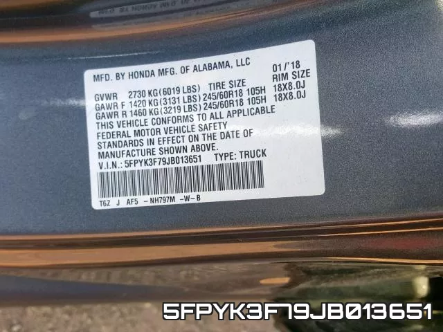 5FPYK3F79JB013651 фото 2