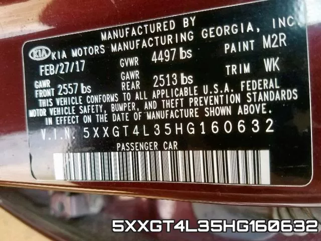 5XXGT4L35HG160632 фото 2