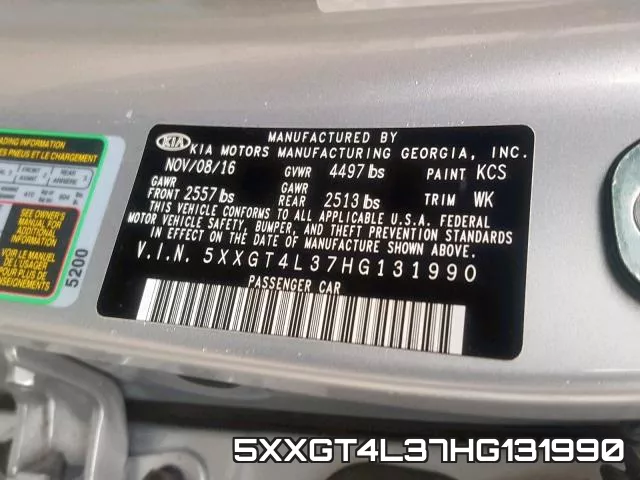 5XXGT4L37HG131990 фото 2