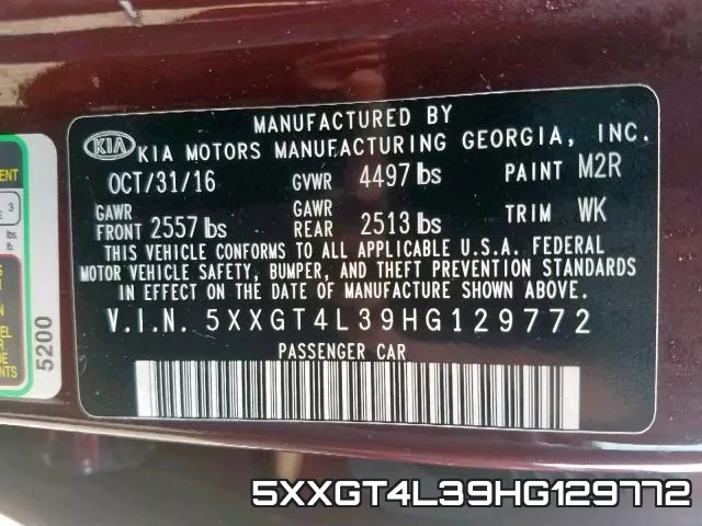 5XXGT4L39HG129772 фото 2