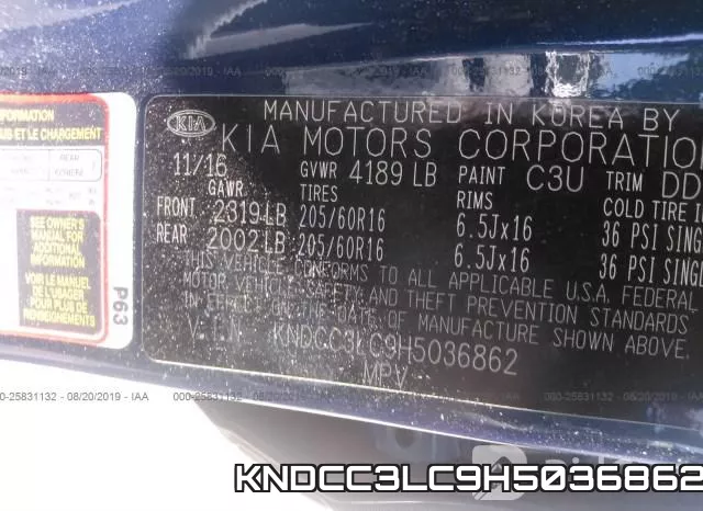 KNDCC3LC9H5036862 фото 9