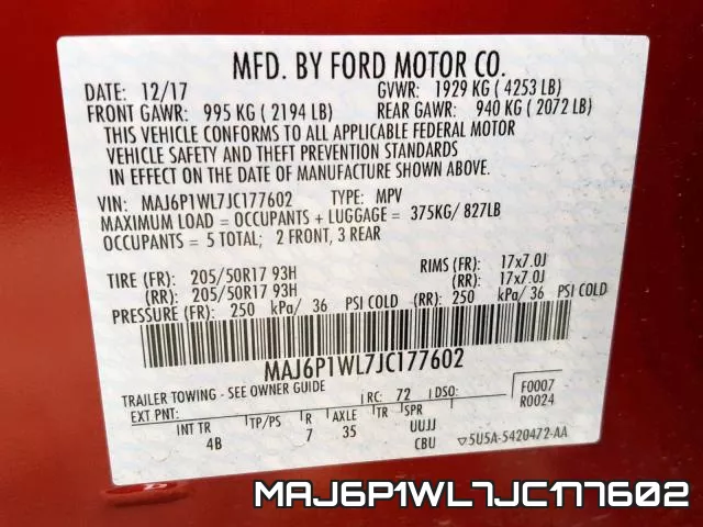 MAJ6P1WL7JC177602 фото 2