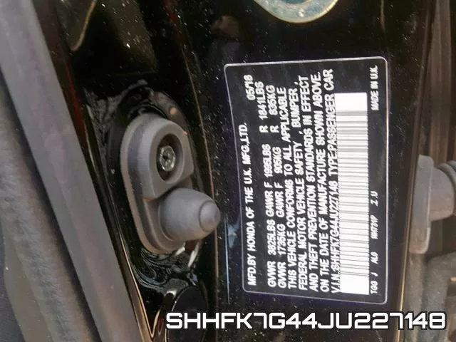 SHHFK7G44JU227148 фото 2