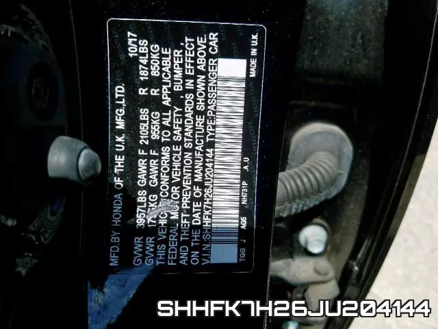 SHHFK7H26JU204144 фото 2