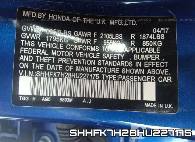 SHHFK7H28HU227175 фото 10