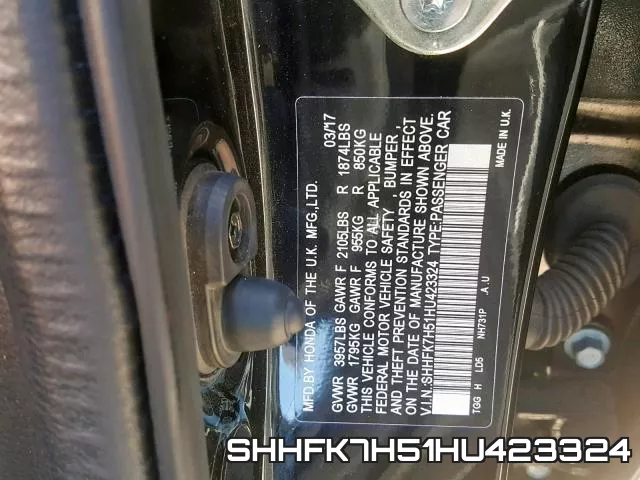 SHHFK7H51HU423324 фото 2