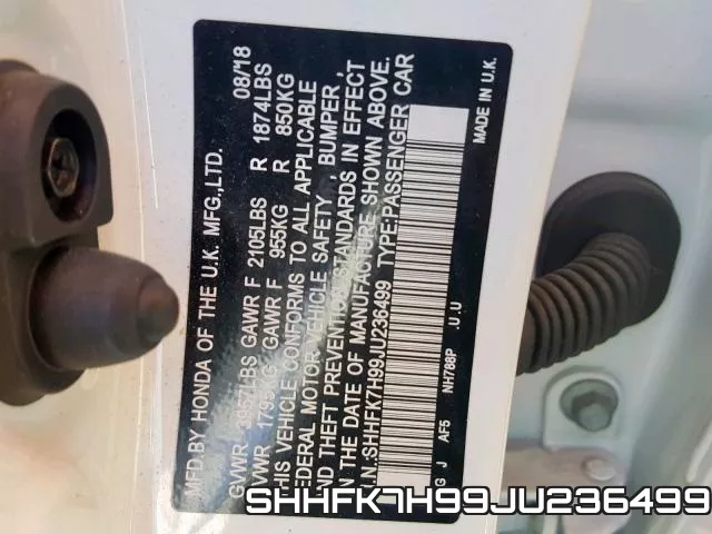 SHHFK7H99JU236499 фото 2