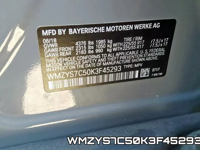 WMZYS7C50K3F45293 фото 2