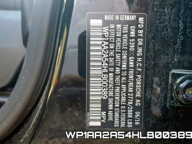 WP1AA2A54HLB00389 фото 2