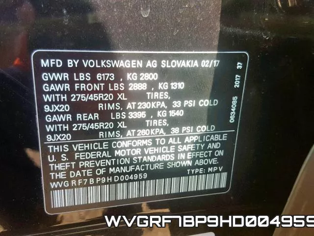 WVGRF7BP9HD004959 фото 2