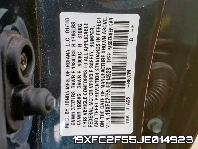 19XFC2F55JE014923 фото 2