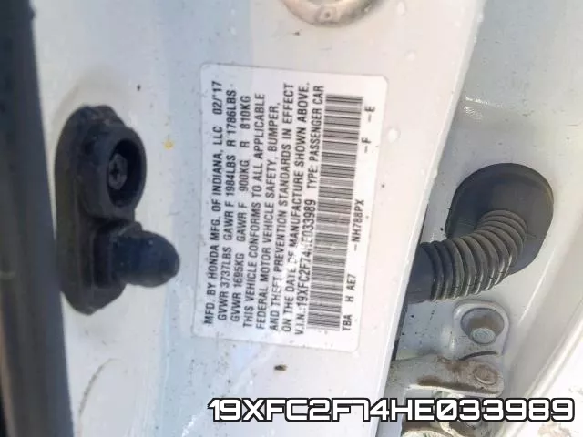 19XFC2F74HE033989 фото 2