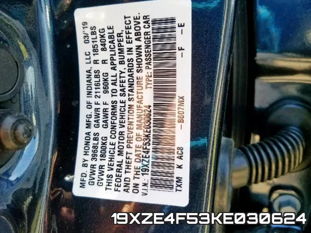 19XZE4F53KE030624 фото 2
