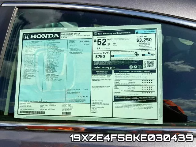 19XZE4F58KE030439 фото 10