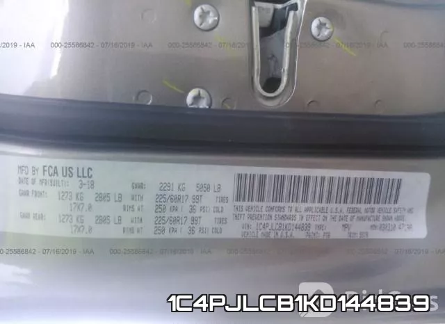 1C4PJLCB1KD144839 фото 10
