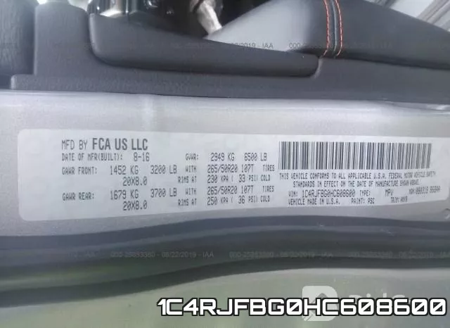 1C4RJFBG0HC608600 фото 10