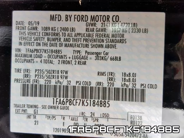 1FA6P8CF7K5184885 фото 2