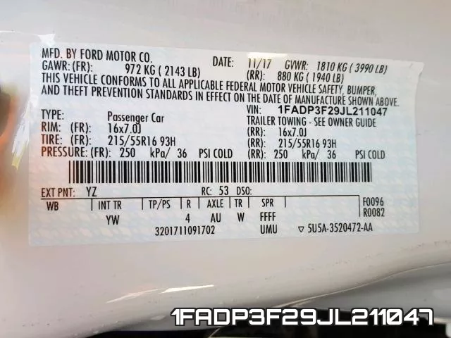 1FADP3F29JL211047 фото 2