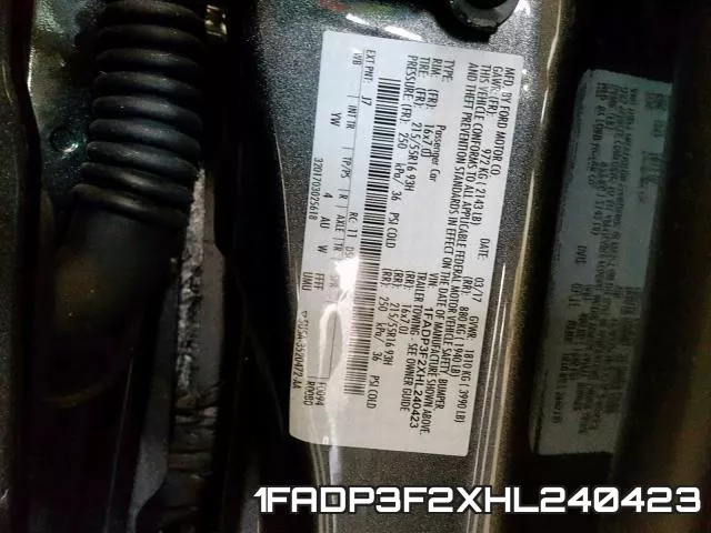 1FADP3F2XHL240423 фото 2