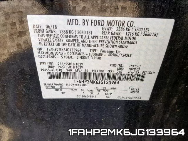 1FAHP2MK6JG133964 фото 2