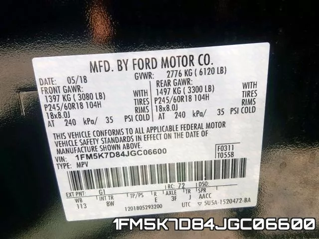 1FM5K7D84JGC06600 фото 2