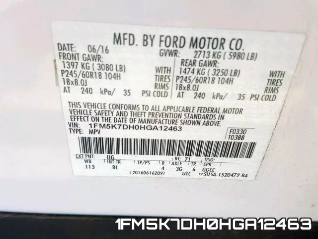 1FM5K7DH0HGA12463 фото 2