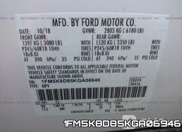 1FM5K8D85KGA06946 фото 10