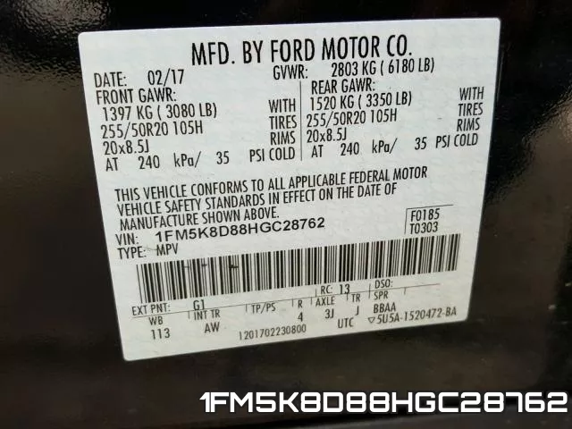 1FM5K8D88HGC28762 фото 2