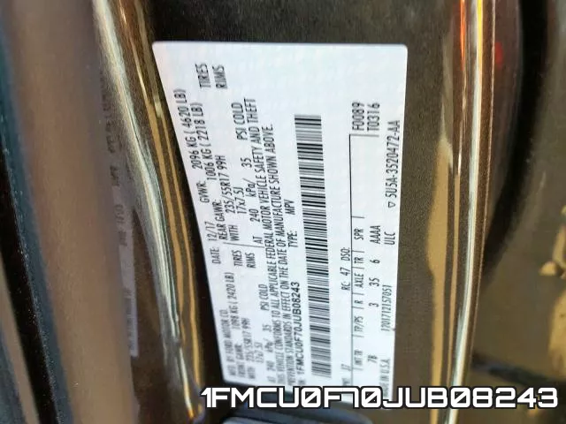 1FMCU0F70JUB08243 фото 2