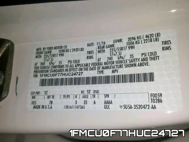 1FMCU0F77HUC24727 фото 2